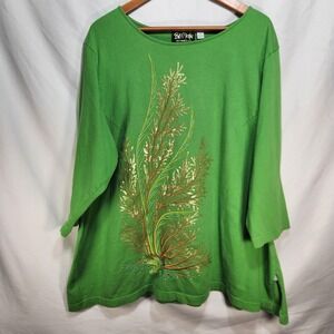 Bob Mackie Bright Green Embroidered Nature Tunic